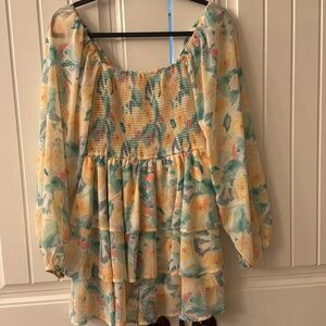 Floral Chiffon romper with Long Sleeves—ROMPER